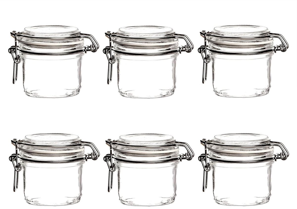 Glazen Klempot - Weckpot Rond - Voedsel Bewaren - Luchtdichte Afdichting - 200 ml - Transparant