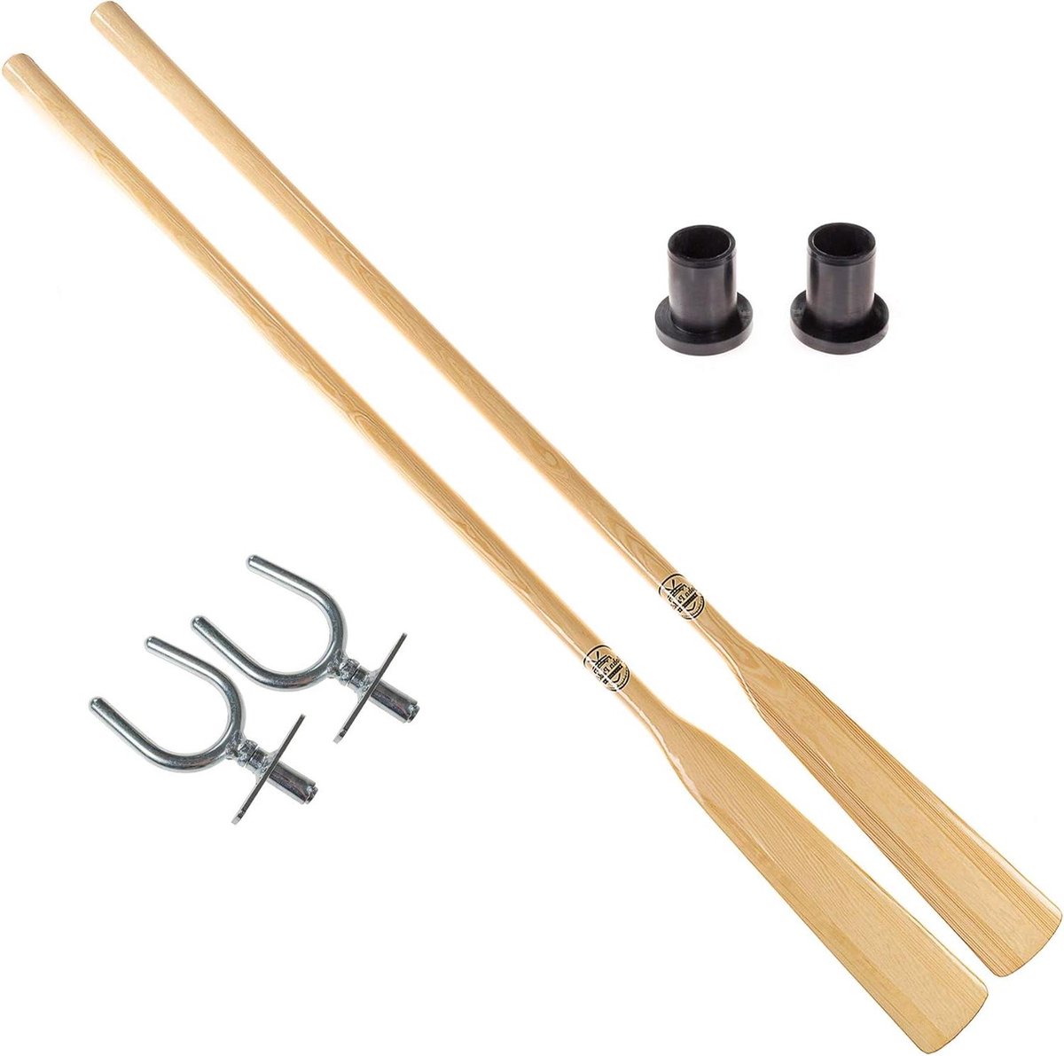 Roei Set - Peddel Paar - Watersport Avontuur - Duurzaam Grenenhout - 165 cm - Natuurlijk Hout Zwart