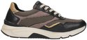 Rechterzijkant van de zwarte Gabor Rollingsoft sneaker met bruine mesh en beige veters.