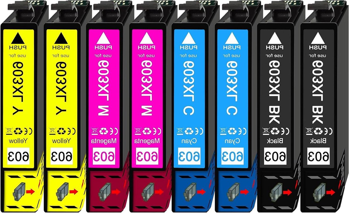 Inkjet Cartridges - Printerinkt Multipack - Thuisprinten - 8 Stuks Voordeel - 8 x 500 Pagina's - Zwart Cyaan Magenta Geel