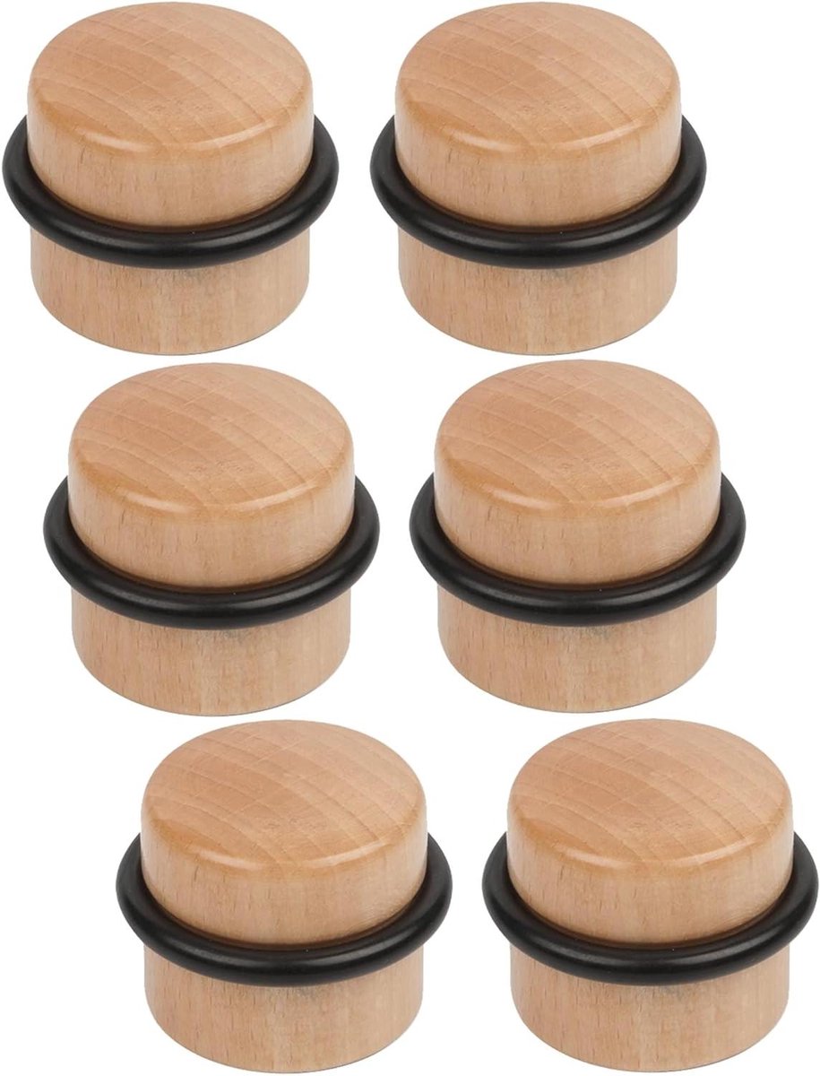Deurstopper Set - Vloerbeschermer - Deuren Dempen - Zelfklevend Beukenhout - 6 Stuks - Naturel