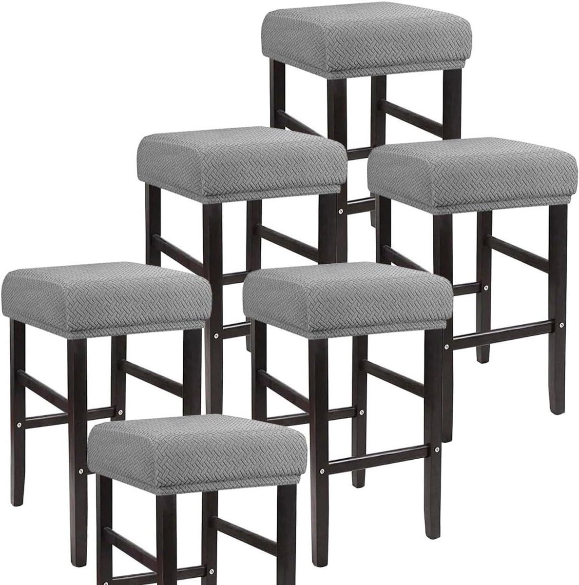 Krukhoezen Set - Barkrukhoezen - Meubels Beschermen - Super Zachte Stretch - Set van 6 - Effend Grijs