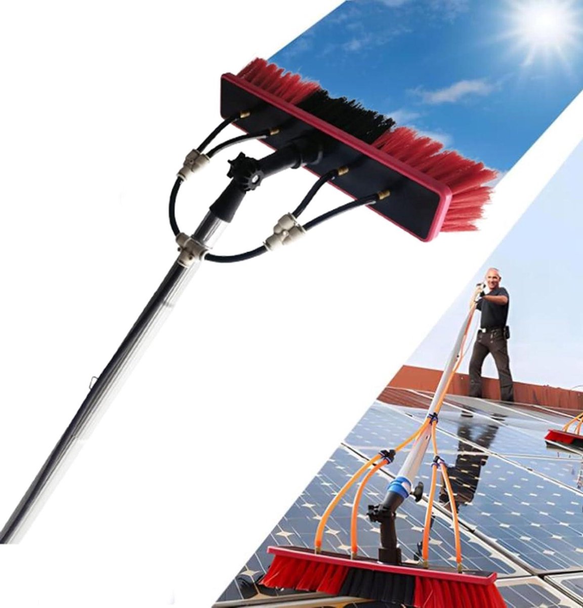 Telescopische Reinigingsstang - Waterdragende stang - Hoge Oppervlakken Schoonmaken - Inclusief Waterleiding - 3-12 M - Zilver