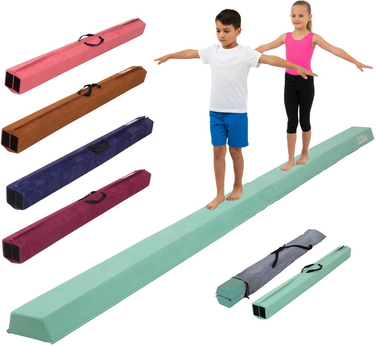 Schwebebalken 300 cm mint klappbar auf 150 cm tragbarer Turnbalken inkl.Tragetasche