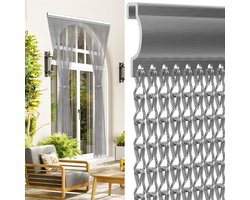 Soontrans - Aluminium Kettinggordijn - 100x210cm - Vliegenhorren Insectenbestrijding - Metalen Vliegengordijn voor Deuropeningen - Insectenscherm Vliegengaas - Kettingscherm - Zilver