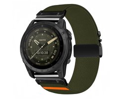 By Qubix - Geschikt voor Garmin bandje - 22mm Quickfit - Nylon bandje met parachute sluiting - Donkergroen - Geschikt voor Garmin Forerunner 745 / 935 / 945 / 955 / 965