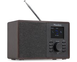 Internet radio - Audizio Cosa - FM en DAB radio - Kleine radio met Bluetooth - Wekkerfunctie - Donkerbruin
