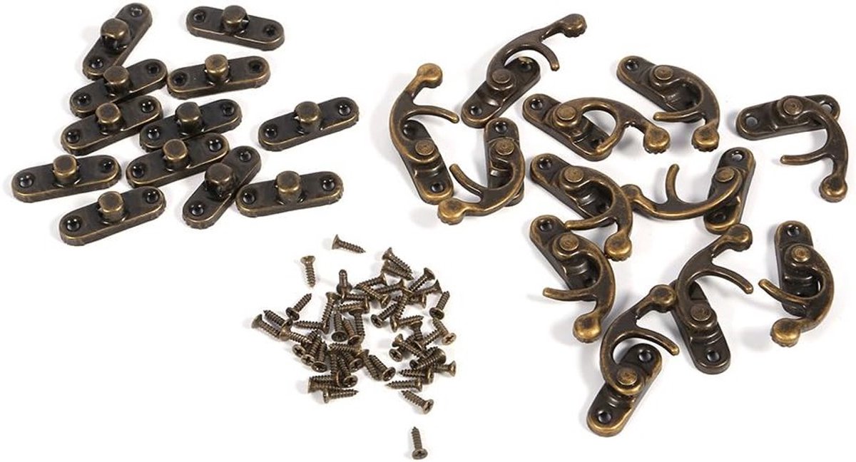 Antieke Latch Hasp voor Sieradendozen, 12 Stuks, Houten Bevestigingshaak, Kleine Sloten met Schroeven voor Sieraden, Gereedschapskist en Mini Kastdeuren