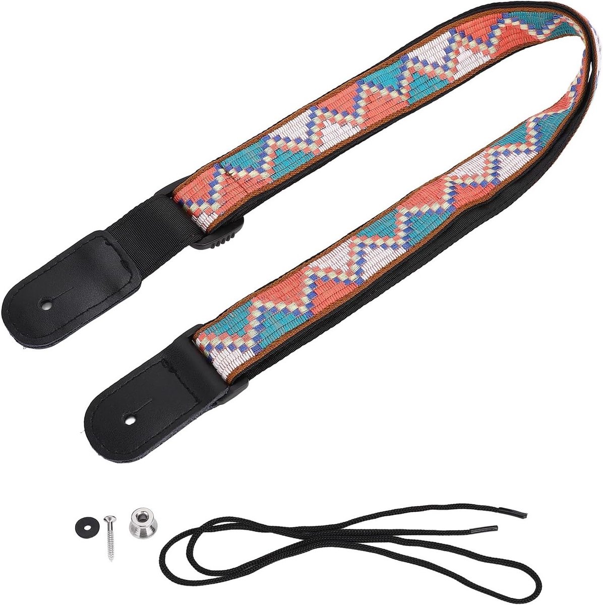 Bohemian Hawaiian Ukulele Rugband in Verstelbare Lengte met Retro Stijl en Geweven Nylon voor Comfortabel Spelen
