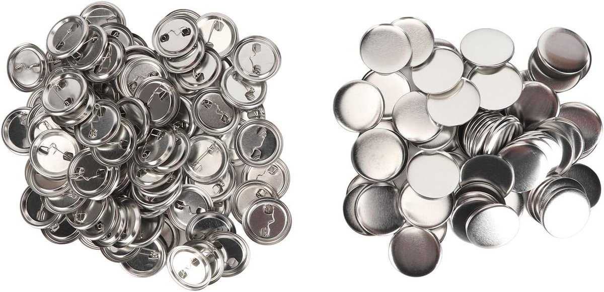 Duurzame Button Making Benodigdheden - 100 Sets Pin Back Button Onderdelen voor Badges van Metaal en Plastic (37MM)
