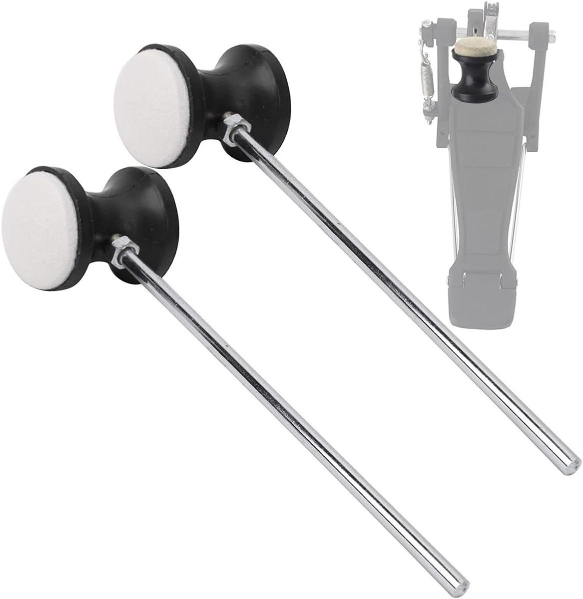 Dubbele Bass Drum Pedal Slagwerk Hamer 180mm RVS Handvat - Set van 2, Percussie Accessoires voor Drummers