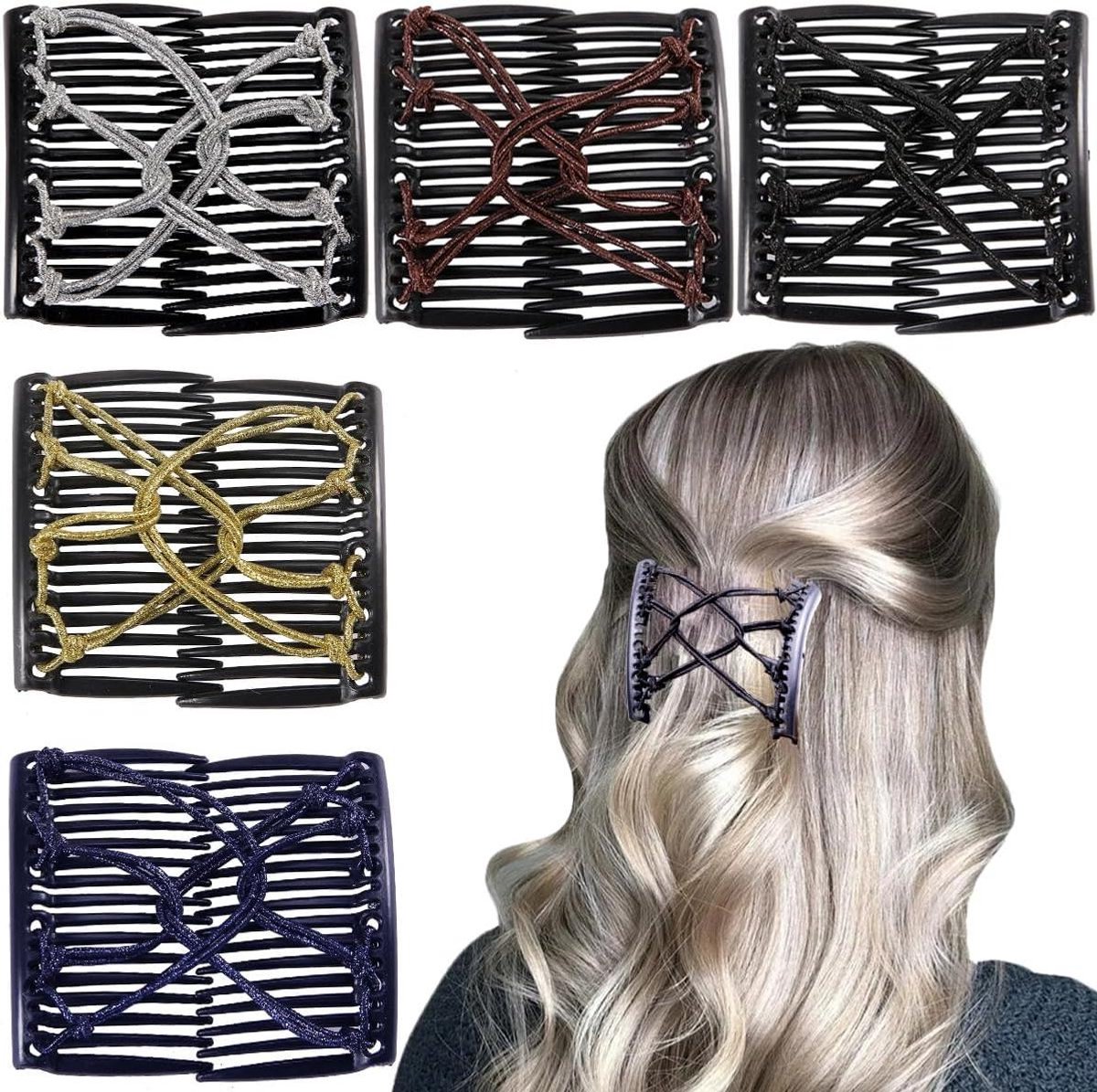 Magische Haarkam - Dubbele Kam - Haar Stijlen - Elastisch Flexibel - 5 Stuks - Multicolor