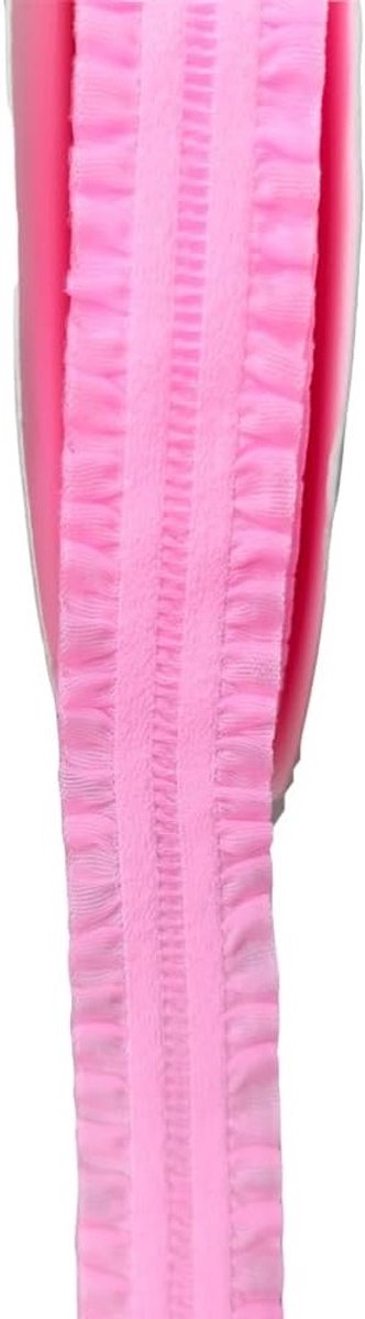 Dubbele Rimpel Kant Band Stretch Elastische Rand voor DIY Kleding, Jurk, Kraag en Mouwen Versiering, Geborduurd Roze, 5 Yards