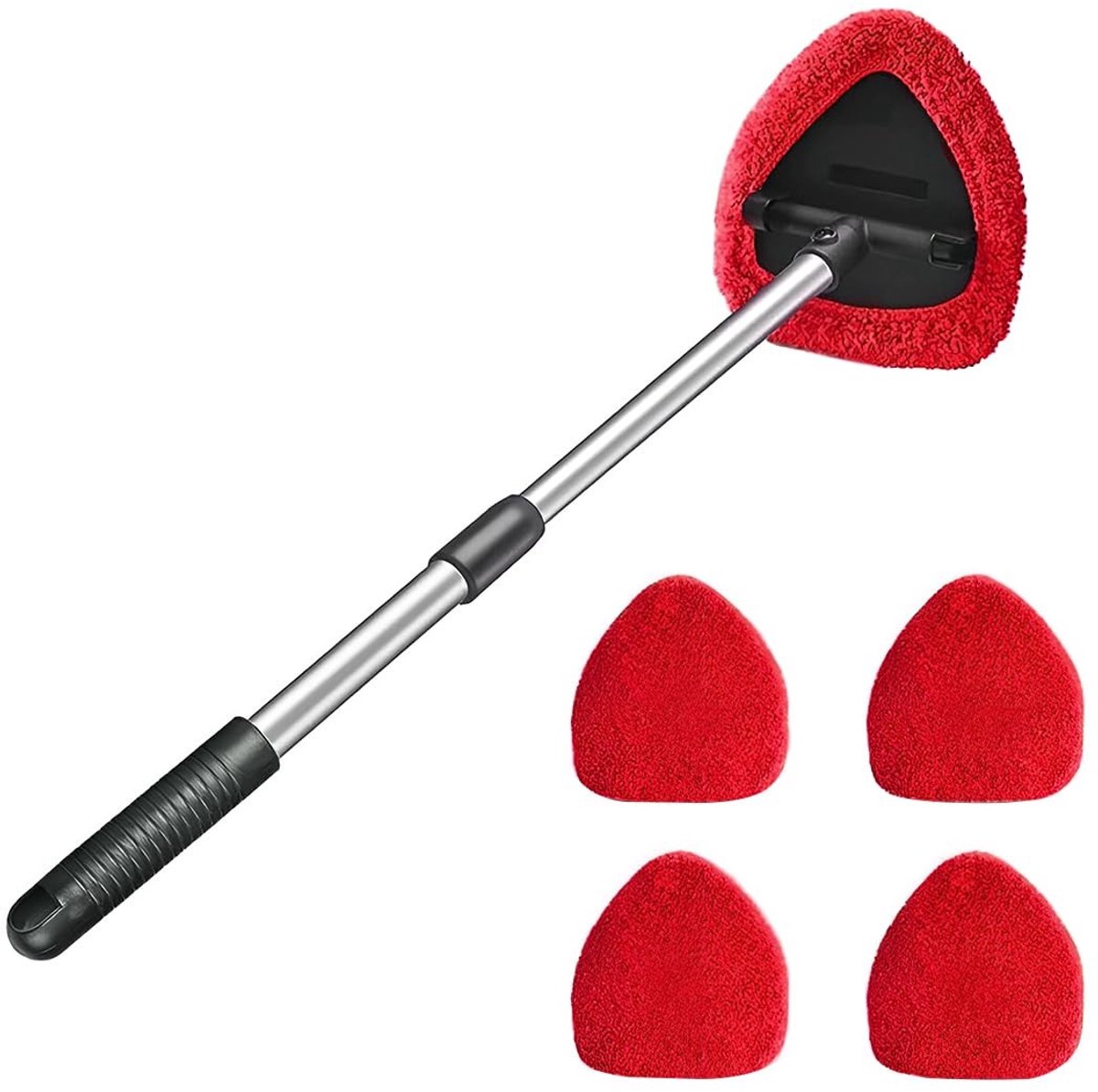 Dailygoods- Ruitenreinigingsgereedschap met lange handgreep - Draaibaar - Microvezelpads - Glasreiniger - Auto-interieur/exterieur - Duurzaam en lichtgewicht - Ruitenreiniger