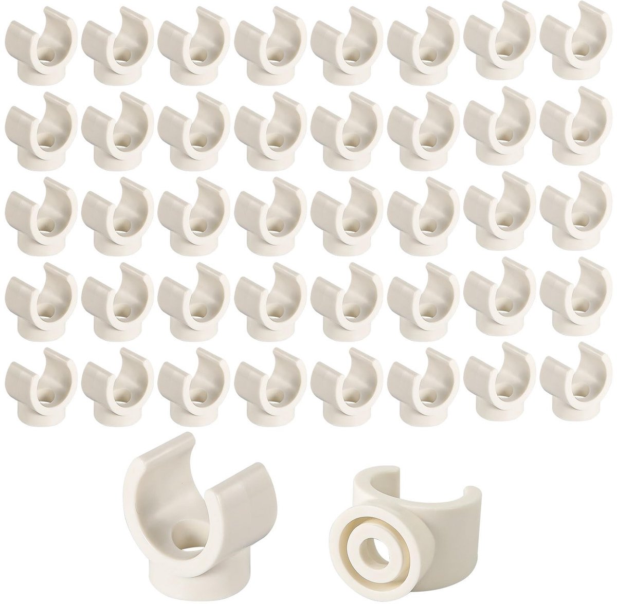Dailygoods- Pijpclips 50st - PVC - 16mm - U-Haak - Slangklem - Ondersteuning - Wit - Buisklem