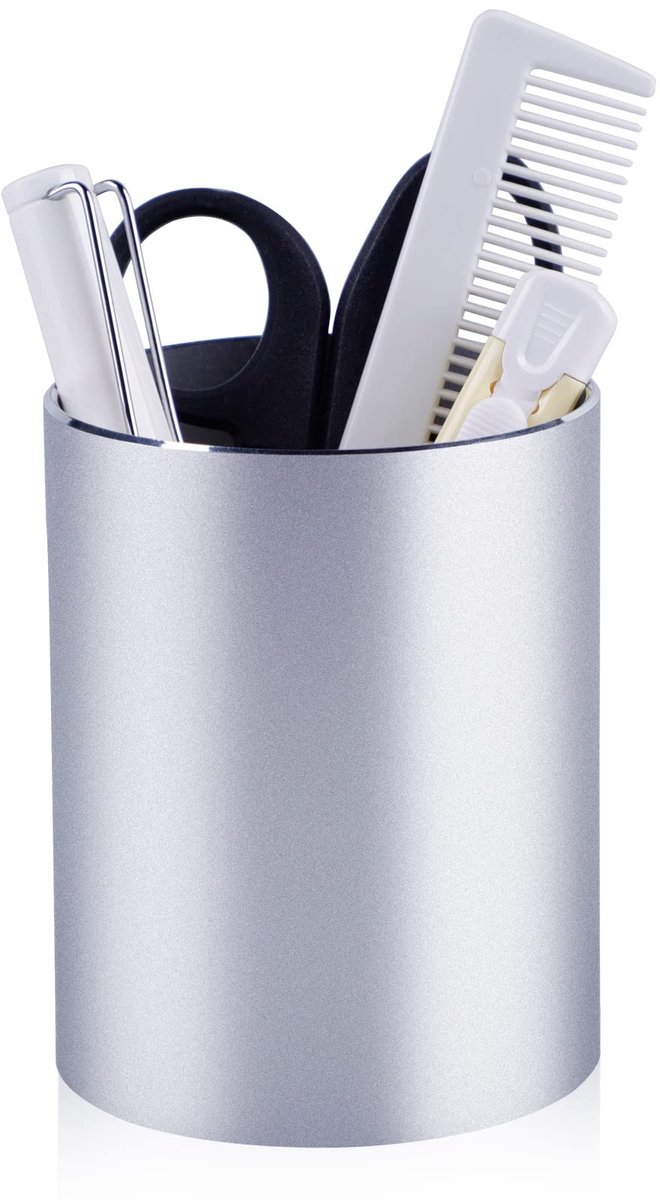 Dailygoods- Bureau-Organizer Duurzaam - Ronde Pennenhouder - Make-upkwastopslag - Aluminiumlegering - 8 x 10 cm - Zilverkleurig