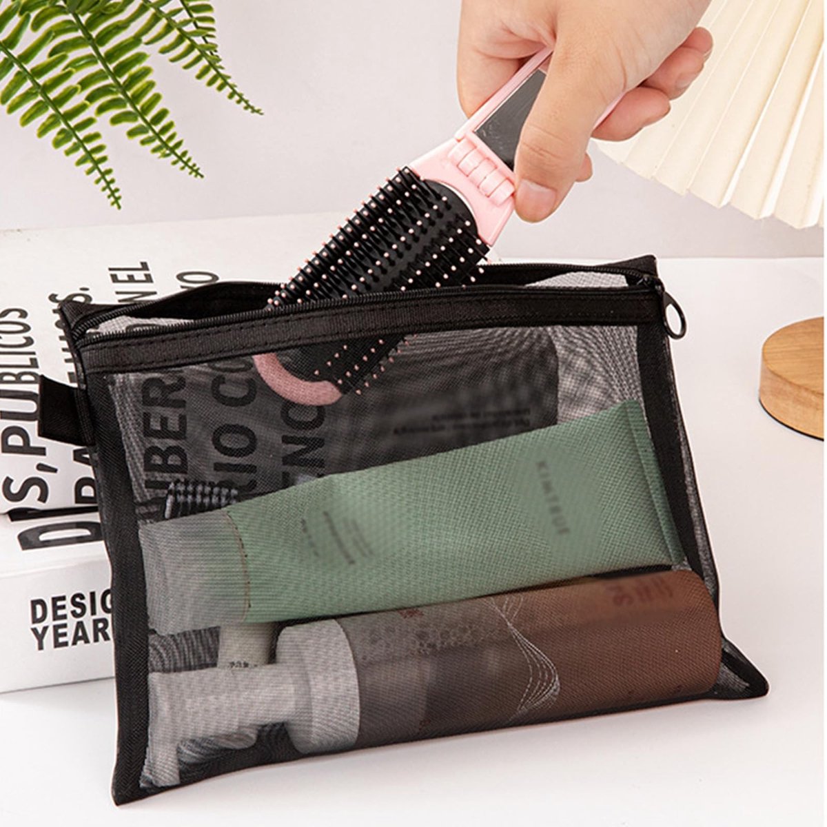 Dailygoods- Make-uptas Driedelig - Kleine Make-uptas - Toilettas - Nylon - Reisaccessoire - Compact Ontwerp 22,5 x 17,5 cm - Cosmetica