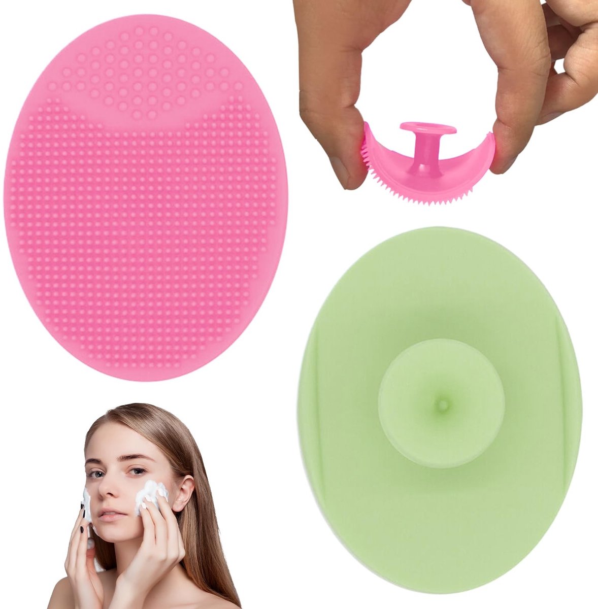 Dailygoods- Gezichtsreinigingsborstel 2 stuks - Zachte Siliconen Borstel - Reinigingsborstel voor Poriën - Peeling - Geschikt voor Elk Type Huid - Gezichtsborstel