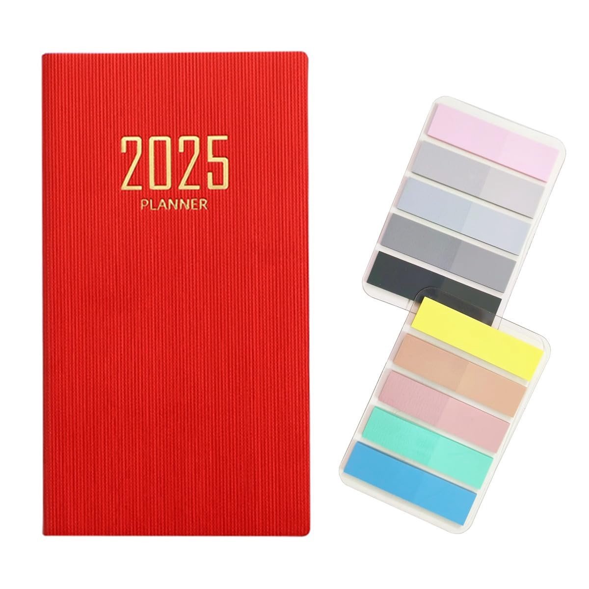 Dailygoods- Agenda A6 - Planner met PU Leren Softcover - Notitieboek met 120 Pagina's - Organizer met 200 Zelfklevende Notities - Ideaal voor Werk en Reis - Compact Formaat 17,2 x 9,5 cm