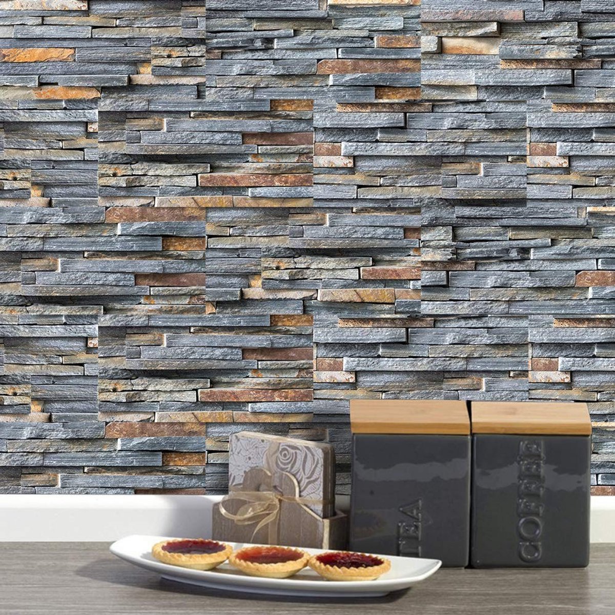 Dailygoods- Muursticker 54 Stuks - Baksteen Effect - Wanddecoratie - Muurstickers Keuken - Muurstickers Badkamer - Eenvoudig aan te brengen en te verwijderen