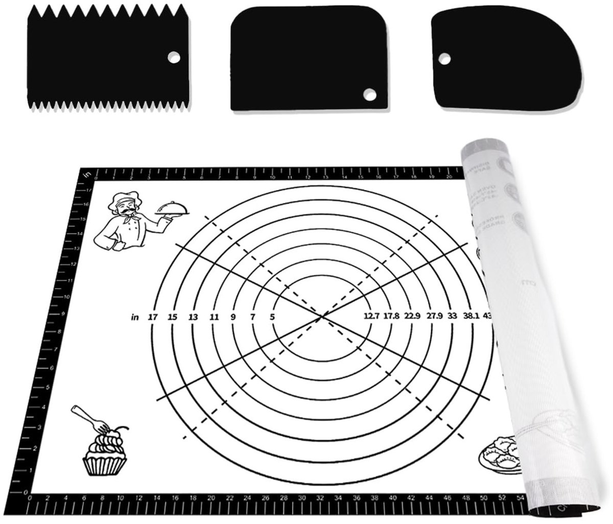 Dailygoods- Bakmat 70 × 50 cm - Antislip - Siliconen - BPA-vrij - Deegschrapers - Duidelijke markeringen - Deegmat