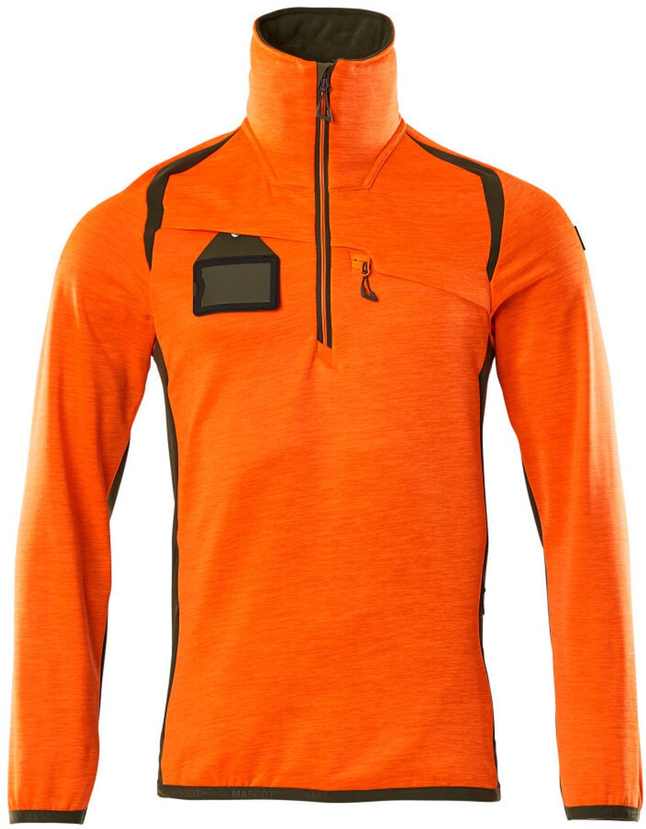 Mascot Accelerate Safe Fleecetrui met korte rits 19303-316 - hi-vis oranje/mosgroen - 5XL