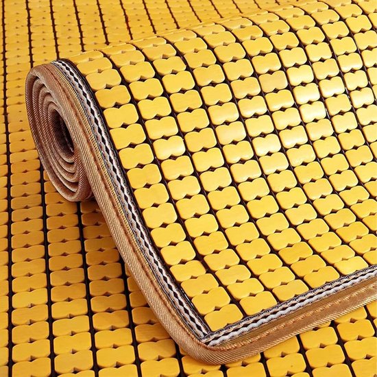 Bamboe Bedmat - Zomerslaapmat Koelmat - Koel Slapen - Opvouwbaar - 1.35x1.9M - Geel — afbeelding 5