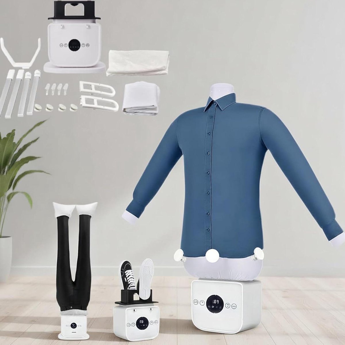 Automatische Strijkmachine - Stoomstrijkijzer Droger - Snel Kleding Strijken - Alles-in-één Functie - 36 x 34 x 25 cm - Wit