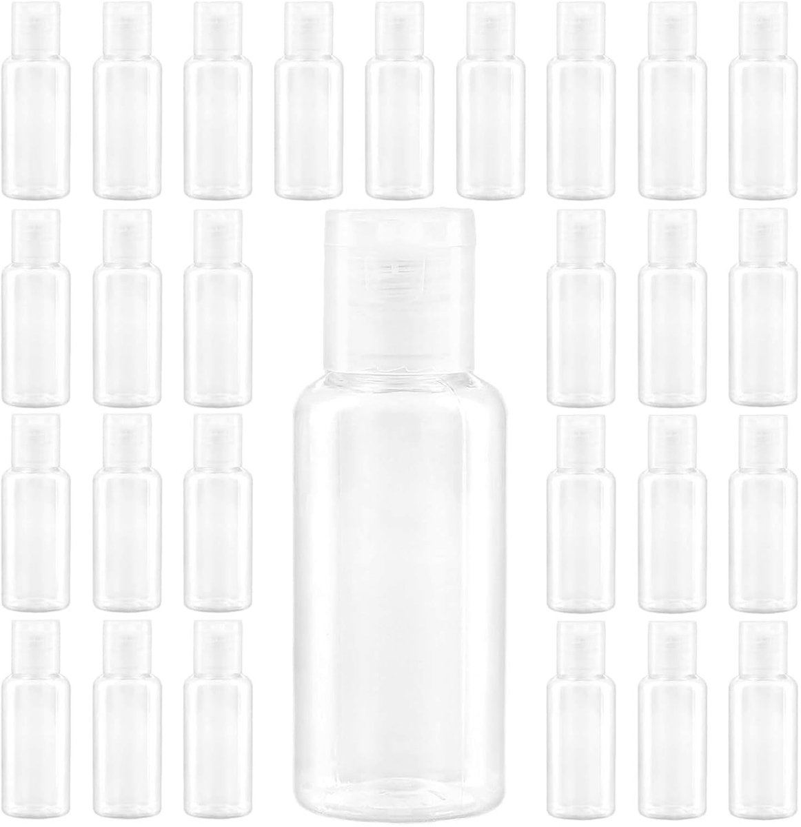Dailygoods- Flip Cap Flessen 30ml - 50 Stuks - Transparante Refillable Flessen - Lichtgewicht - Reisflessen - Eenvoudig Openen - Reistuitjes