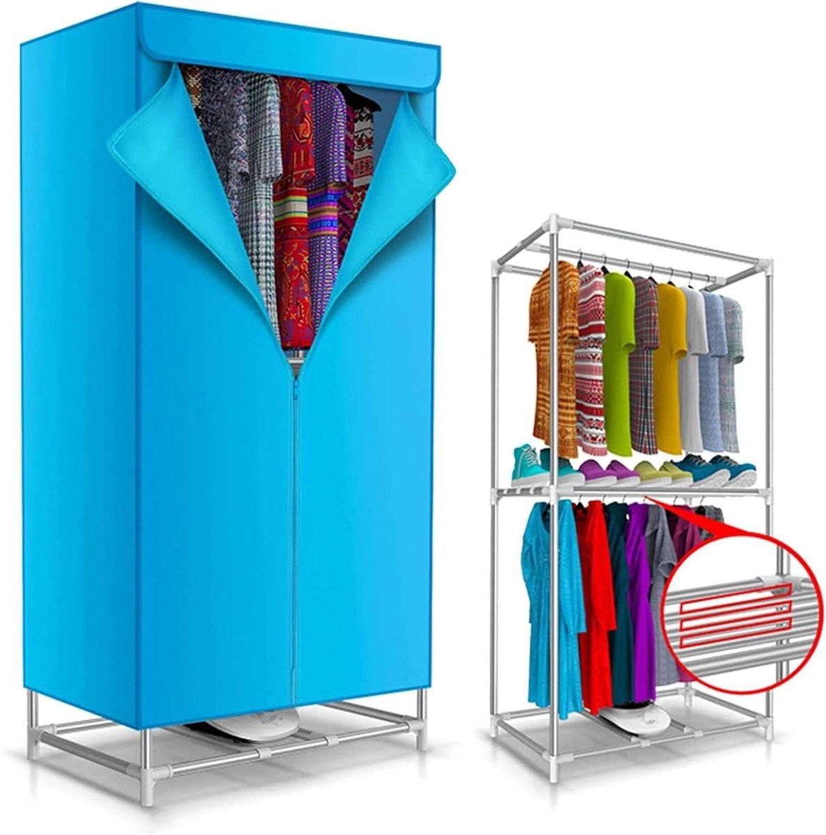 Elektrische Kledingdroger Wasdroger Kast Binnen Kleding Drogen Ruime Capaciteit 30 kg Blauw