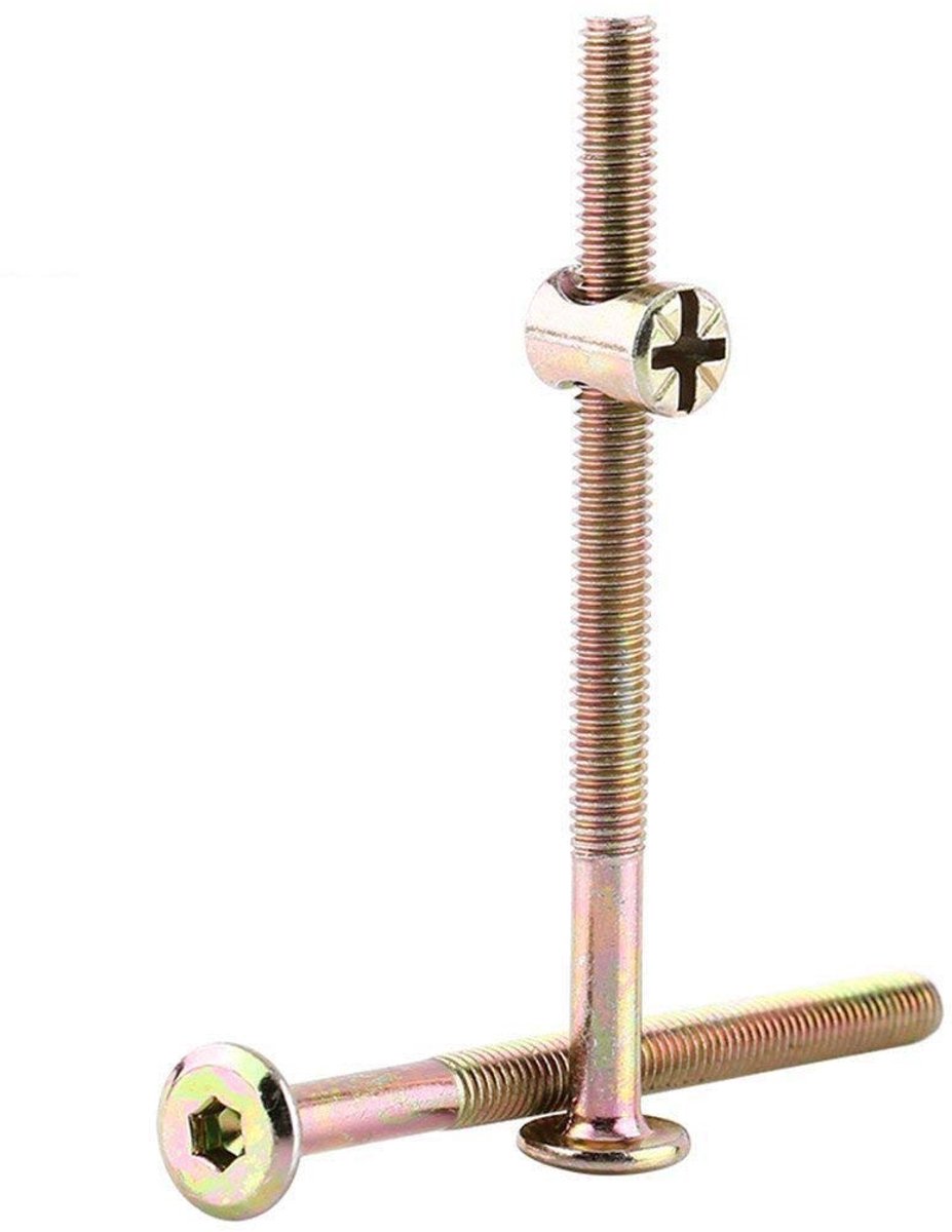 Dailygoods- Meubelschroeven 40 mm - Verzinkt Koolstofstaal - Cilindermoeren/Deuvelmoeren - Stekkerhouder - 10 Stuks - Duurzaam en Roestbestendig - Bevestigingsbouten