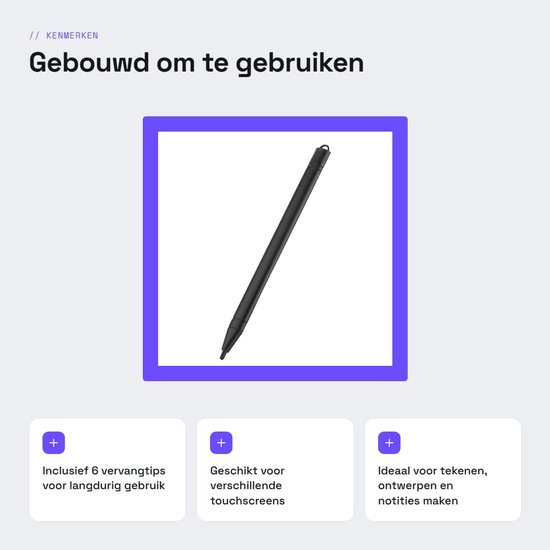 Dailygoods- Styluspen met 6 Vervangtips - Digitale Pen - Geschikt voor 8,5/12 inch Schrijftablet - Voor Ontwerpers/Kunstenaars - Hoogwaardige Prestatie - Ideaal voor Tekenen/Illustreren — afbeelding 2
