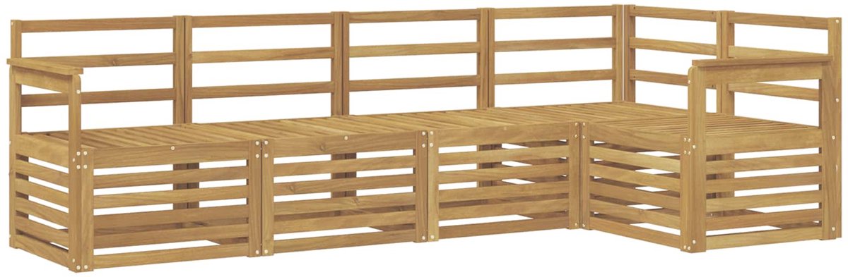 vidaXL Buiten - bank - set - 5 - st - 5-zits - Wit - Massief - Acacia - Hout