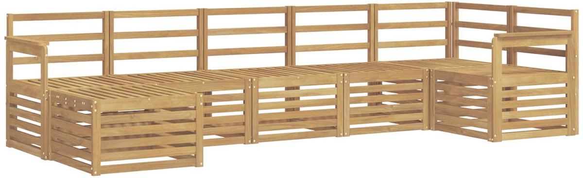 vidaXL Buiten - bank - set - 7 - st - 6-zits - Wit - Solid - Acacia - Wood