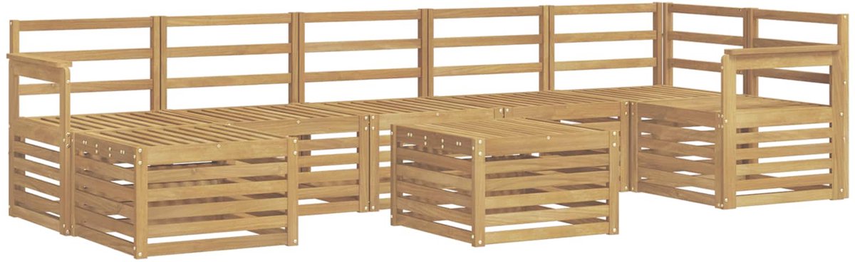 vidaXL Buiten - bank - set - 8 - st - 8-zits - Wit - Massief - Acacia - Hout