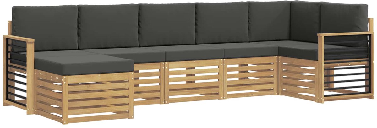 vidaXL Buiten - bank - set - 7 - st - 6-zits - Wit - en - antracietkleurig Wit en antracietkleurig