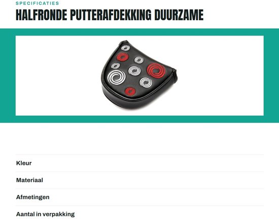 Allecto - Halfronde putterafdekking - Duurzame golfclubhoes - Verbeterde bescherming - Zwart - Clubveiligheid - Stijlvolle uitstraling - Geschikt van Allecto — afbeelding 3