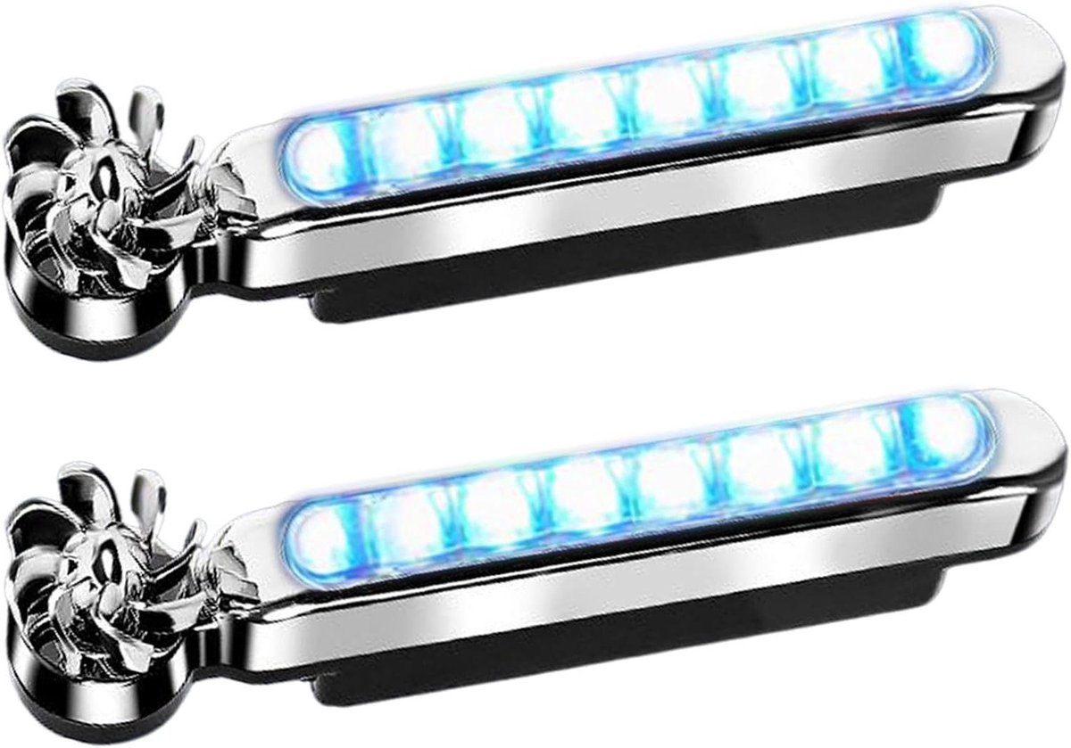LED-lampen Auto - Rijlichten Scooter - Energie Besparen - Windenergie Aangedreven - 15 x 5 x 4 cm - Blauw