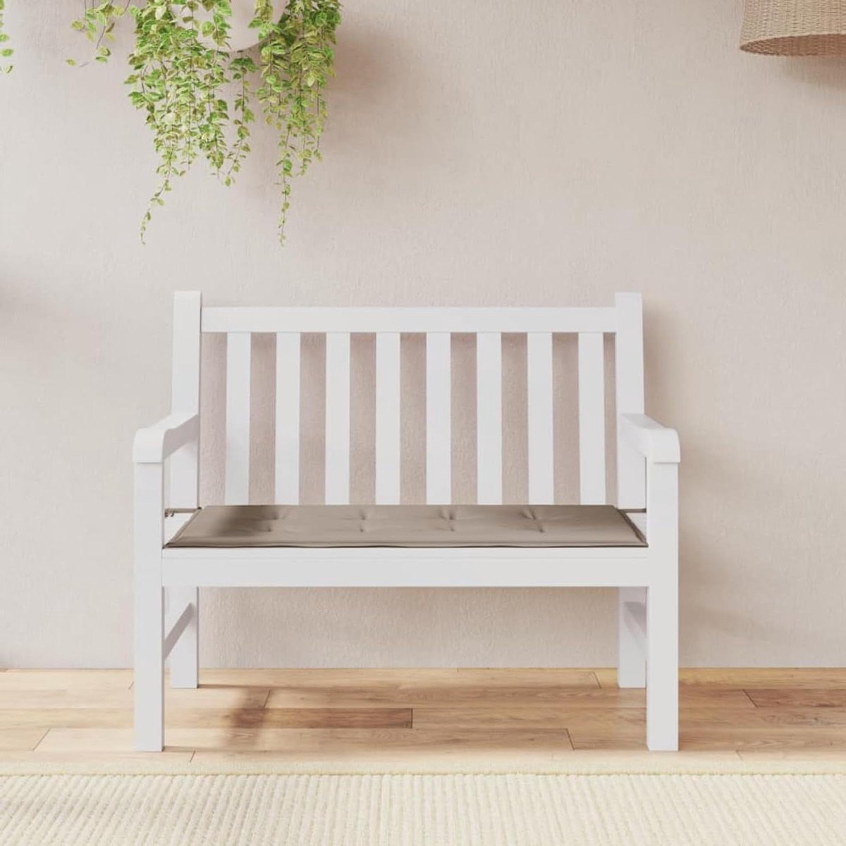 Tuinbankkussen - Terraskussen Bank - Buiten Zitten - Antislip Met Touwen - 100 x 50 x 4 cm - Taupe