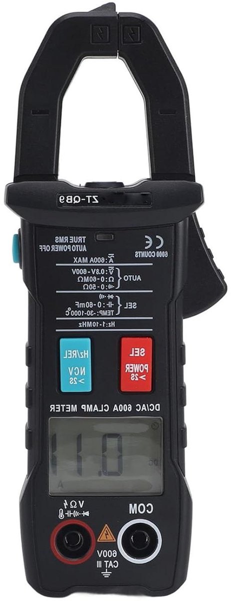 Digitale Ampèremeter - Tangen Multimeter - Stroom Meten - Automatische Detectie - 6000 Counts - Zwart