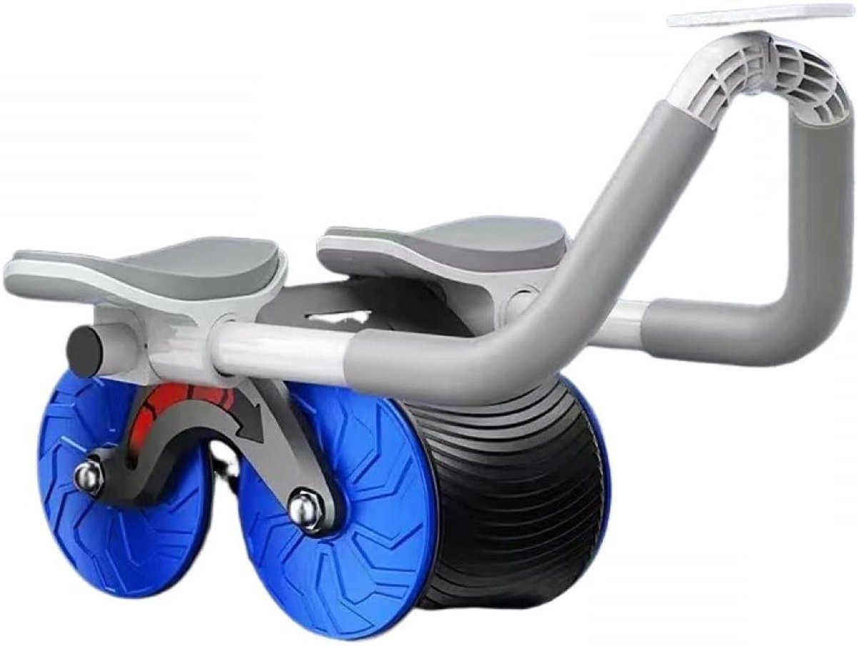 Buikspiertrainer Wiel - Core Trainer - Buikspieren Trainen - Automatische Terugslag - Met Timer - Blauw