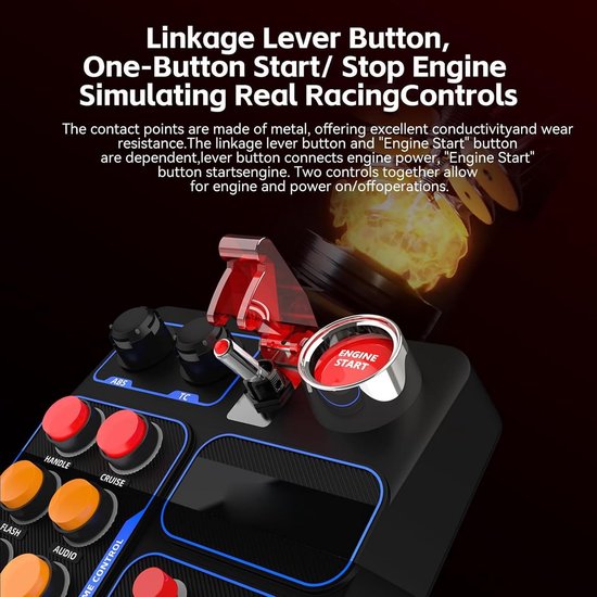 Raceknoppenbox - Simulatie Bediening - Games Simuleren - RGB Verlichting - 19 Knoppen - Zwart — afbeelding 3