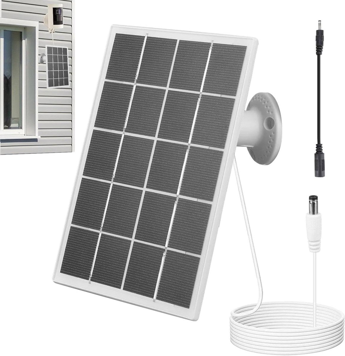 Camera Zonnepaneel - Energie Oplader - Apparaat Opladen - Verstelbare Beugel - 10W Vermogen - Zwart