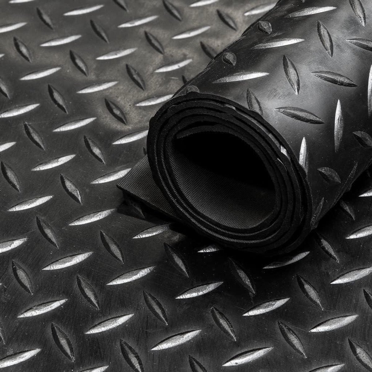 Rubberen loper - Vloerbedekking rol - Werkplek demping - Diamant profiel - 180 cm breed -