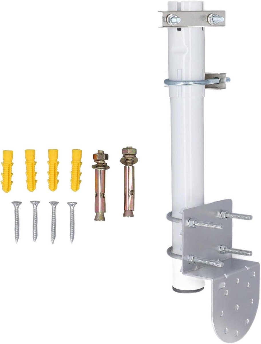 Antenne Montageset - Paalbeugel WiFi - Signaal Verbeteren - L-vormig Stabiliteit - Roestvrij Staal - Zilver