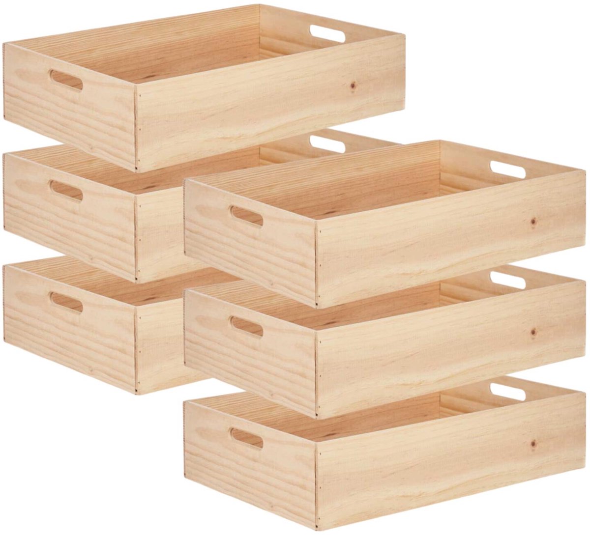 Giftdecor opbergkist Praag - 6x - 60 x 40 x 14 cm - hout - natuurlijke look