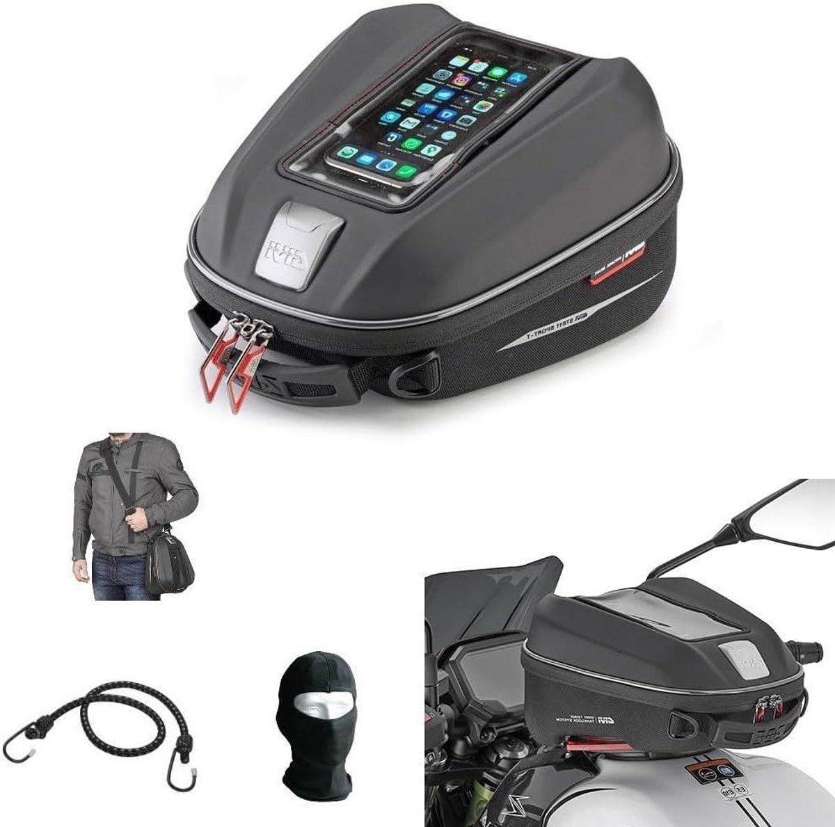 Tanktas Motor - Navigatiehouder Bagage - Motorrijden Navigatie - Waterdicht Systeem - 6 Liter - Zwart