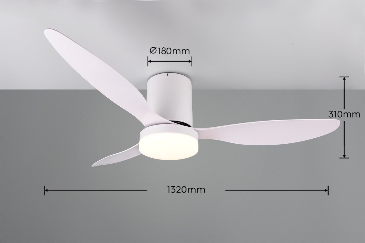 Fantiluxe - Magnus - Plafondventilator met verlichting - Wit - Ø132cm - Afstandsbediening - Met lamp - Plafond ventilator - Slaapkamer – foto 3