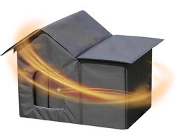 Buitenverblijf Katten - Huisdier Schuilplaats - Bescherming Tegen Weer - Afneembare Voering - 51x35x41 cm - Zwart