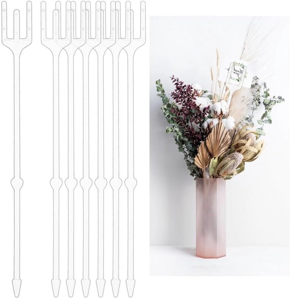 Kaarthouder Bloemstuk - Bloemen Plectrums - Bloemen Decoreren - Gevorkte Kop - 240 Stuks - Transparant